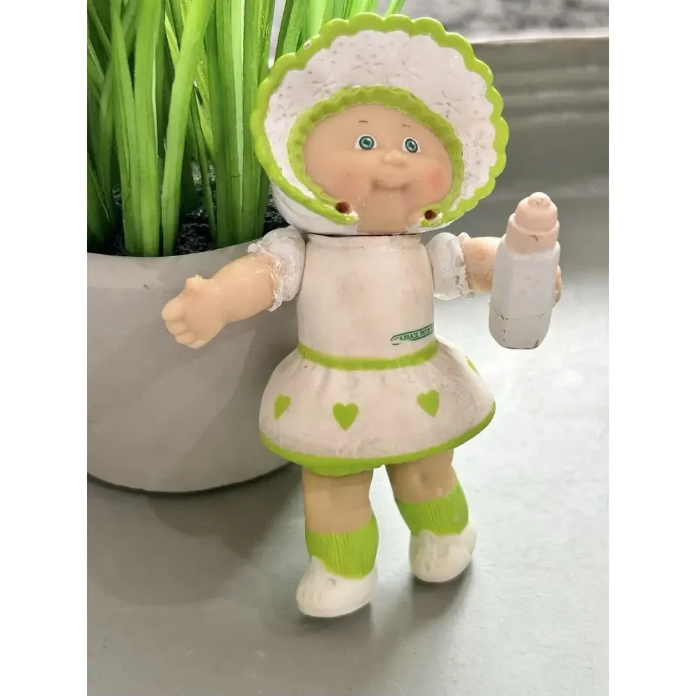Vintage 1984 Cabbage Patch‎ Kids Green And White Design Bonnet Pose Able Figure